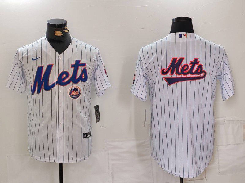 Men New York Mets Blank White Stripe Game 2024 Nike MLB Jersey style 6